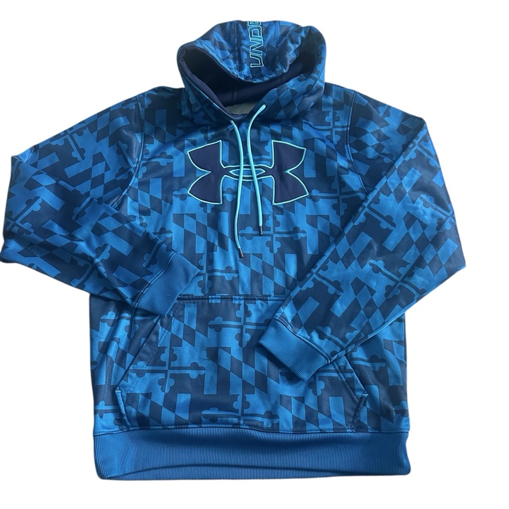 Under Armour Pullover Hoodie Spell out Hood Mens Medium